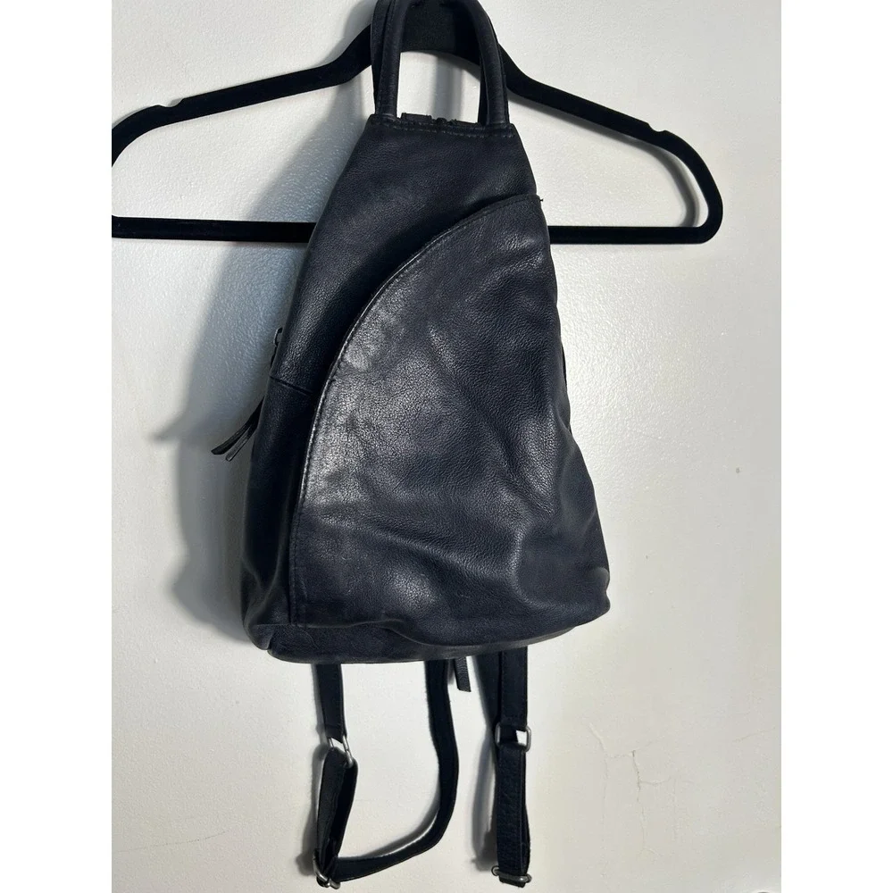 Free People Black Leather Backpack Satchel